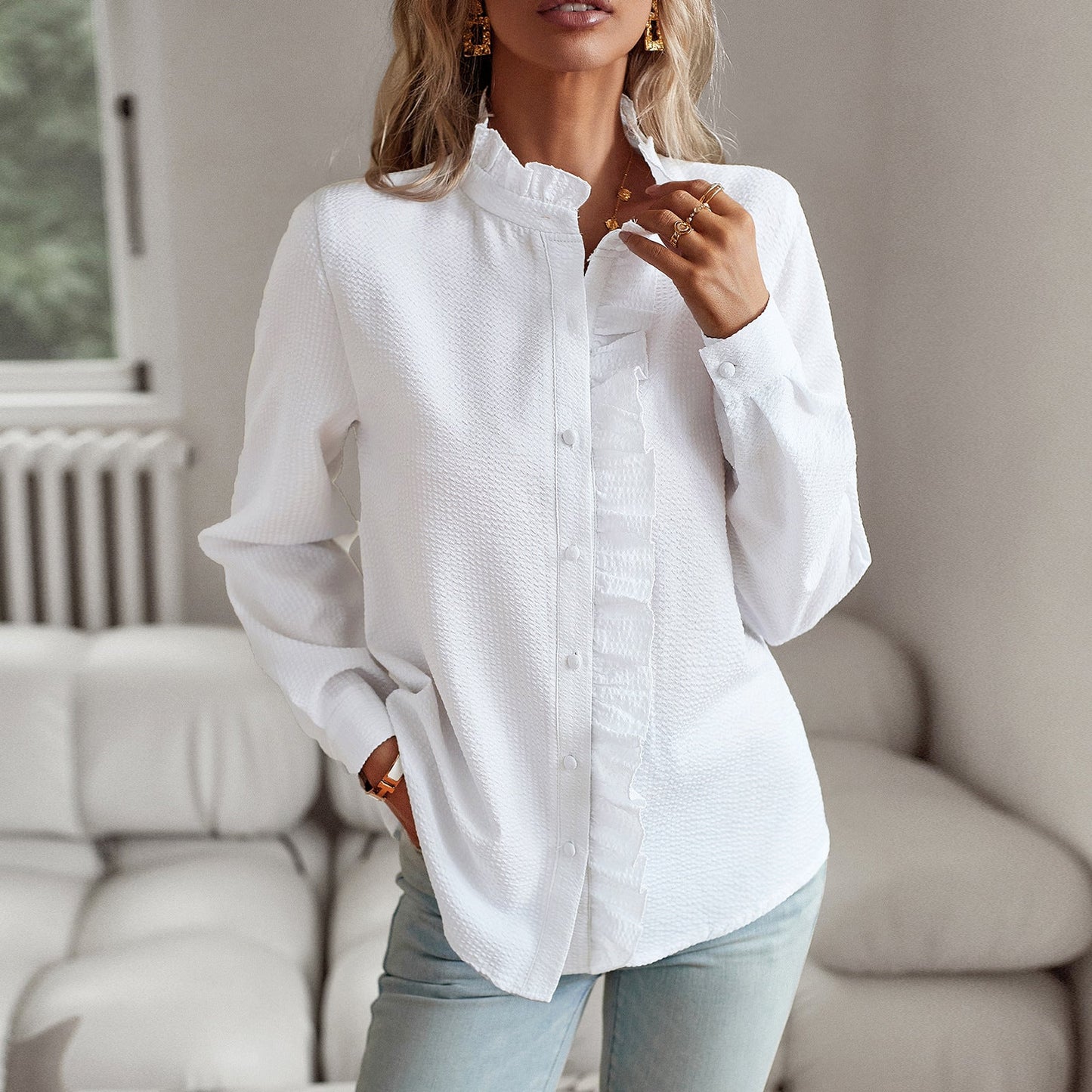 Women's autumn and winter long sleeve shirt elegant commuter top