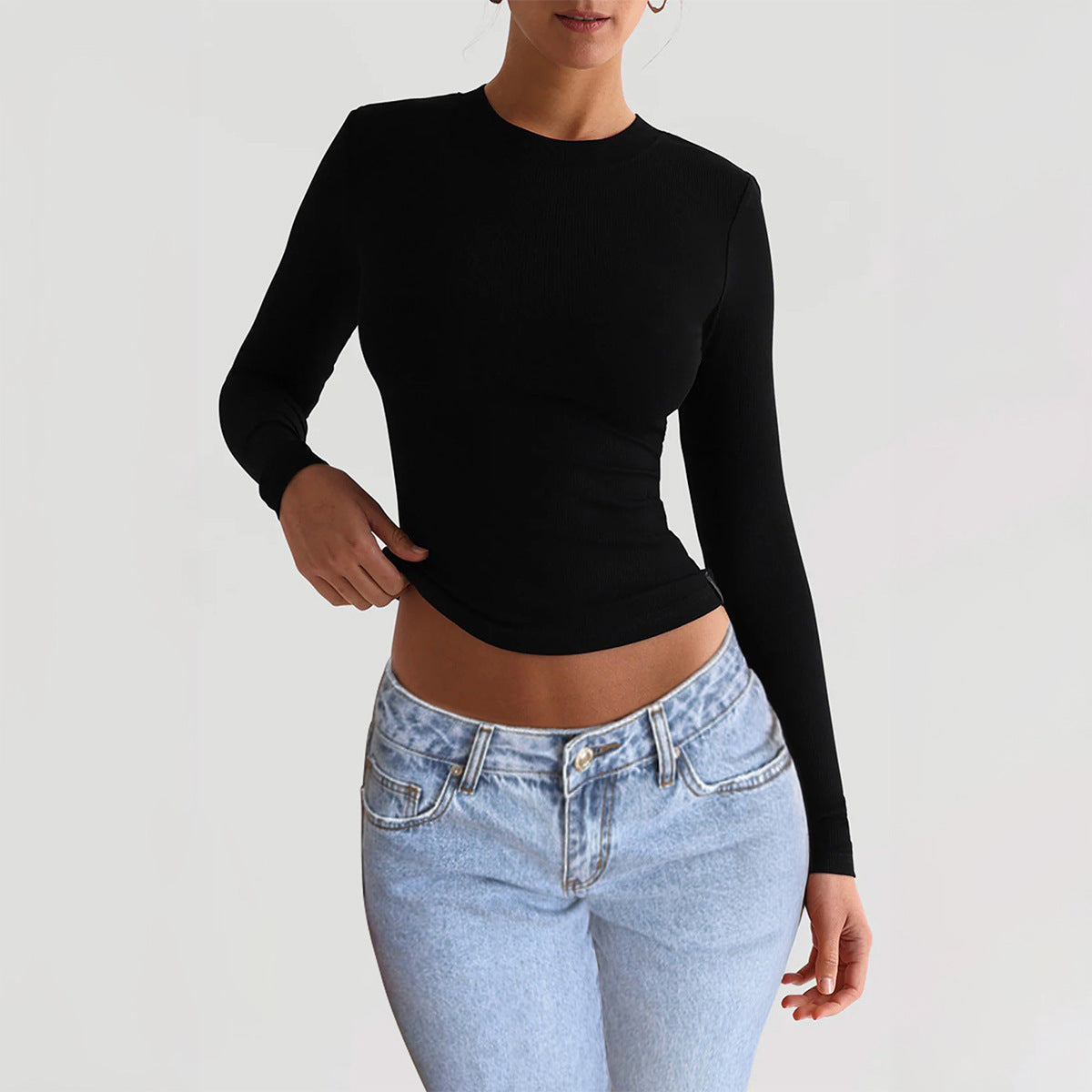 Autumn and winter women's temperament slim long sleeve tops