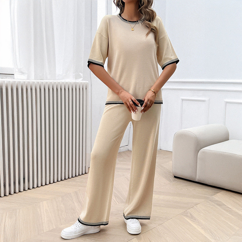 Women's 2024 Spring and Summer Casual Temperament Sweater Trousers Set