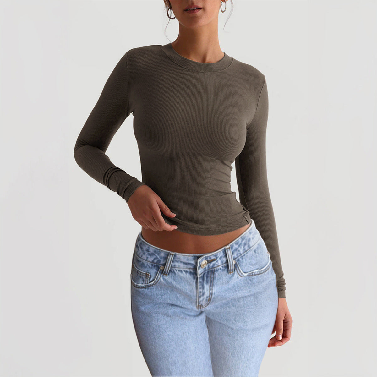 Autumn and winter women's temperament slim long sleeve tops